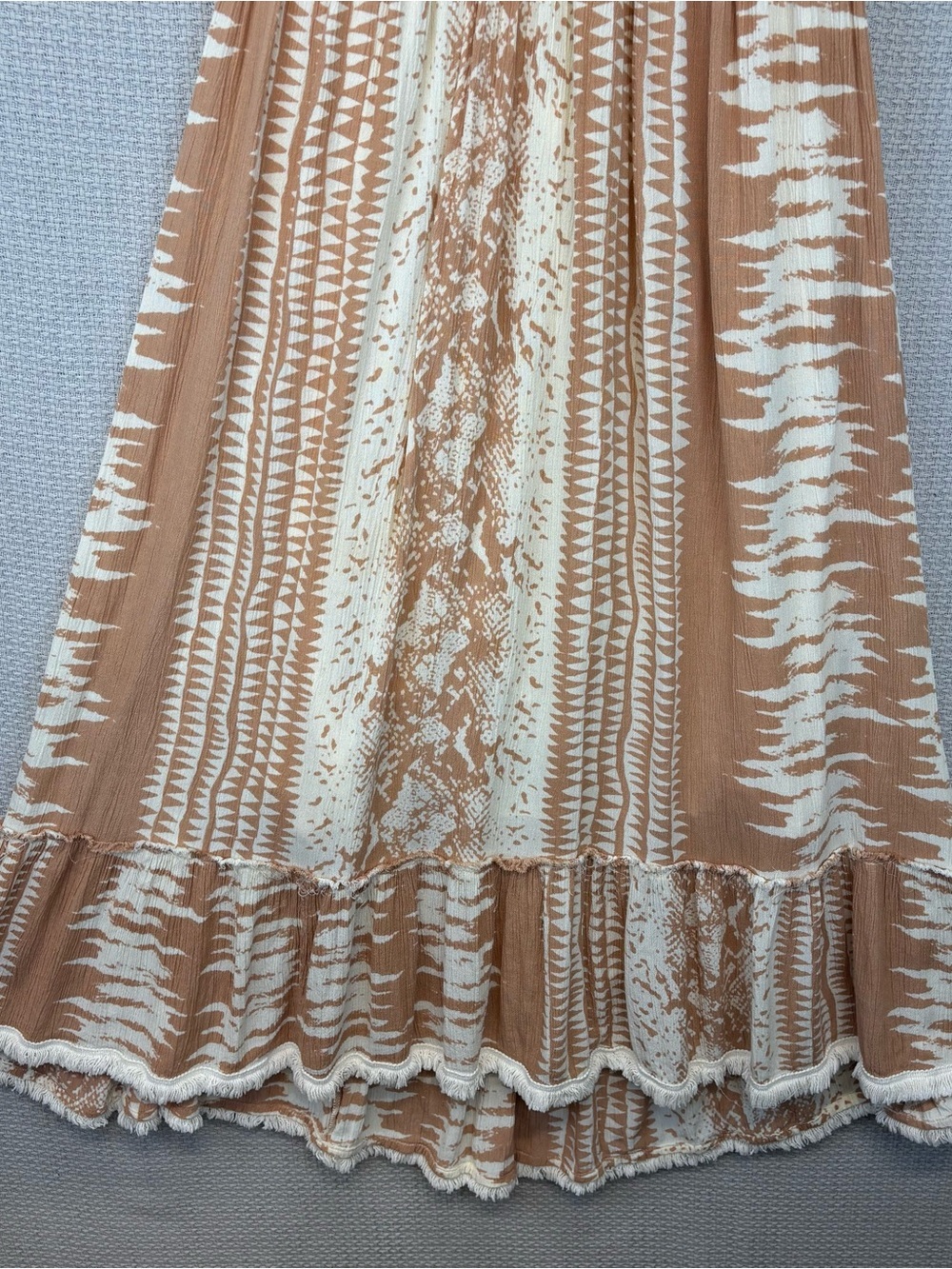 Anthropologie Z&L Europe Maxi Halter Neck Dress Beige Sz L Gauze Boho Festival - Picture 6 of 12